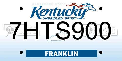 7HTS900 Kentucky License Plate