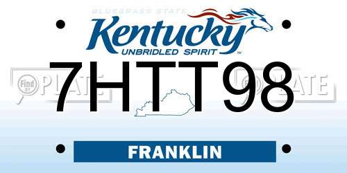 7HTT98 Kentucky License Plate