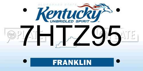 7HTZ95 Kentucky License Plate
