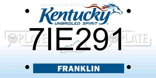 7IE291 Kentucky License Plate