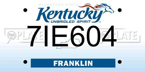 7IE604 Kentucky License Plate