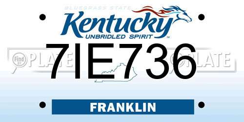 7IE736 Kentucky License Plate