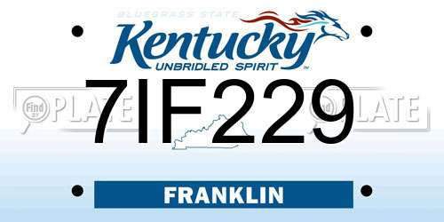 7IF229 Kentucky License Plate