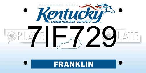 7IF729 Kentucky License Plate