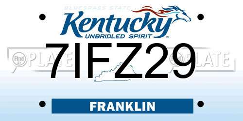 7IFZ29 Kentucky License Plate