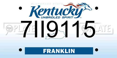 7II9115 Kentucky License Plate