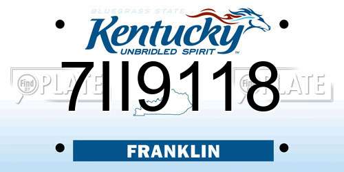 7II9118 Kentucky License Plate