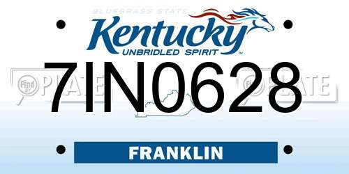7IN0628 Kentucky License Plate