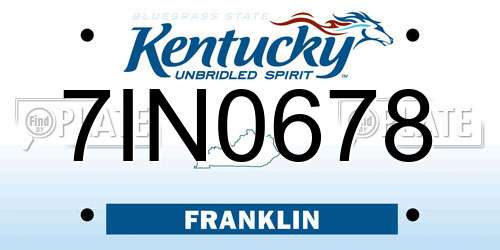 7IN0678 Kentucky License Plate