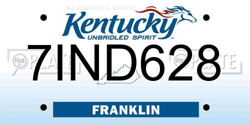 7IND628 Kentucky License Plate