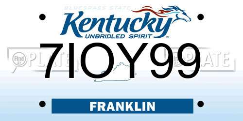 7IOY99 Kentucky License Plate