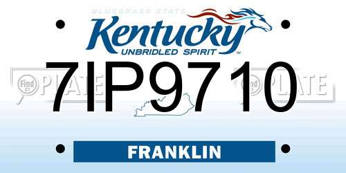 7IP9710 Kentucky License Plate