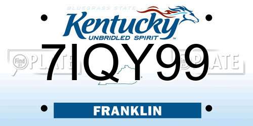 7IQY99 Kentucky License Plate