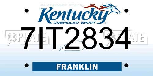 7IT2834 Kentucky License Plate