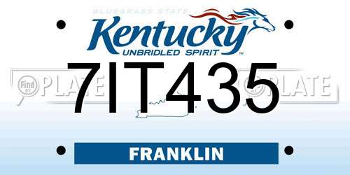 7IT435 Kentucky License Plate