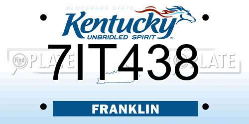 7IT438 Kentucky License Plate