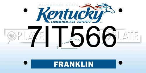 7IT566 Kentucky License Plate