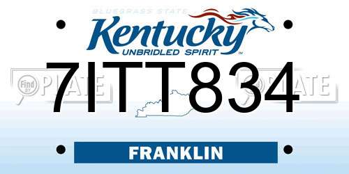 7ITT834 Kentucky License Plate
