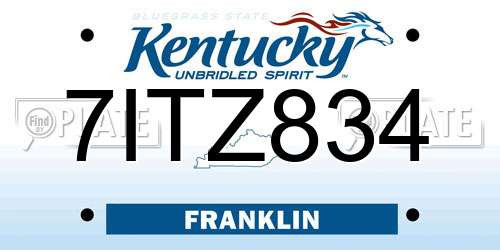 7ITZ834 Kentucky License Plate