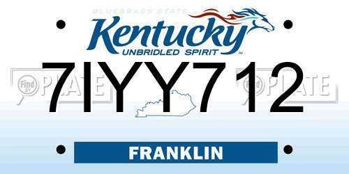 7IYY712 Kentucky License Plate