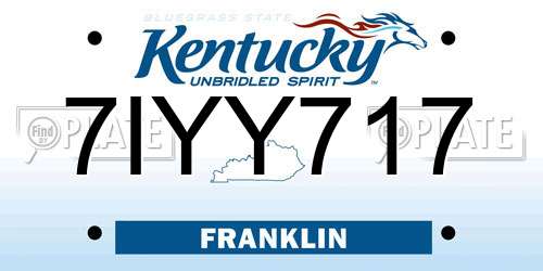 7IYY717 Kentucky License Plate