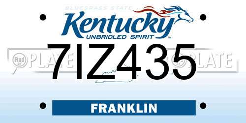 7IZ435 Kentucky License Plate