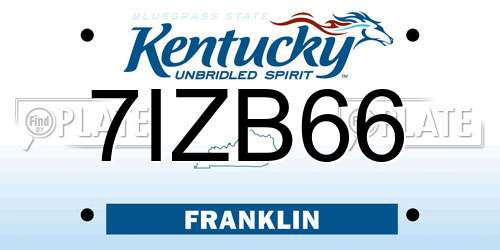 7IZB66 Kentucky License Plate