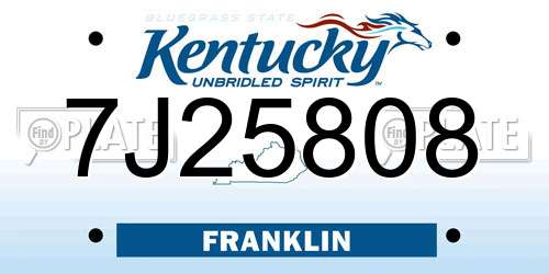 7J25808 Kentucky License Plate