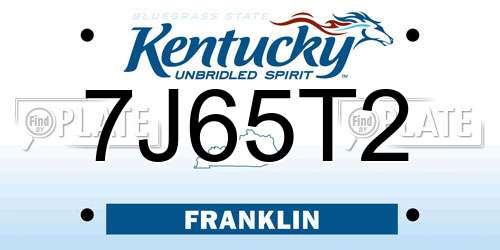 7J65T2 Kentucky License Plate