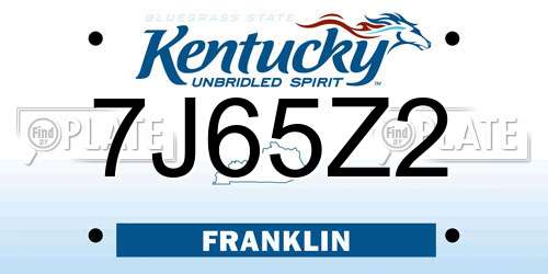 7J65Z2 Kentucky License Plate