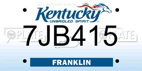 7JB415 Kentucky License Plate