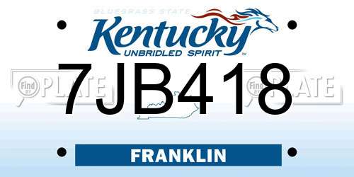 7JB418 Kentucky License Plate