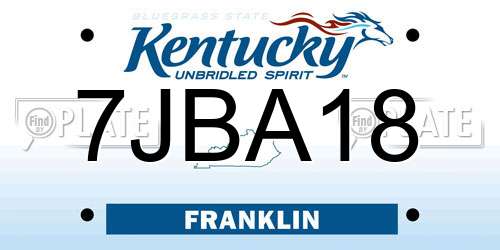7JBA18 Kentucky License Plate