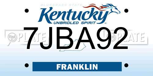 7JBA92 Kentucky License Plate