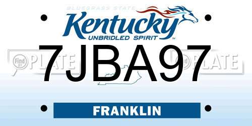 7JBA97 Kentucky License Plate