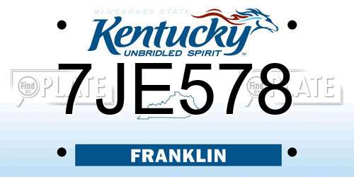 7JE578 Kentucky License Plate