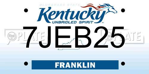 7JEB25 Kentucky License Plate
