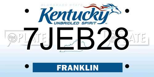 7JEB28 Kentucky License Plate