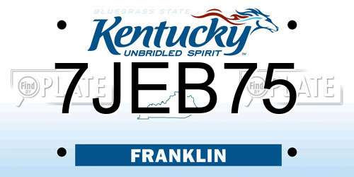 7JEB75 Kentucky License Plate