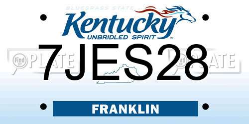 7JES28 Kentucky License Plate