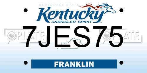 7JES75 Kentucky License Plate
