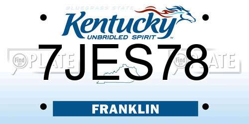 7JES78 Kentucky License Plate
