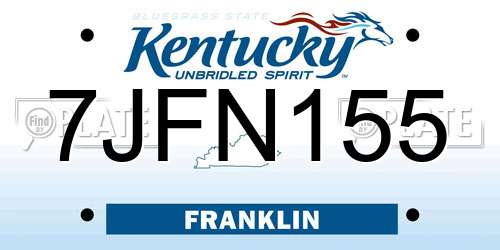 7JFN155 Kentucky License Plate