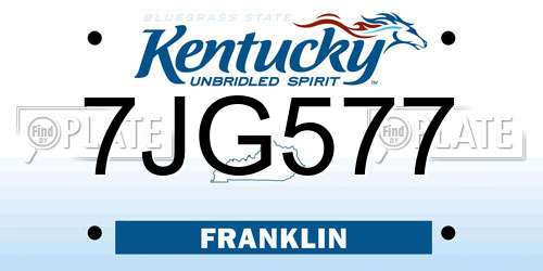 7JG577 Kentucky License Plate