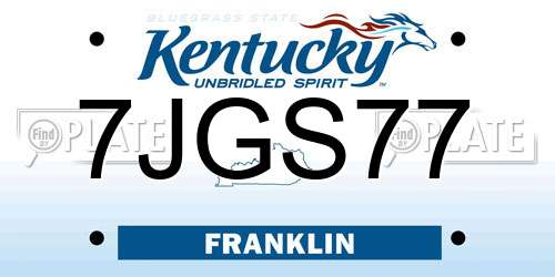 7JGS77 Kentucky License Plate