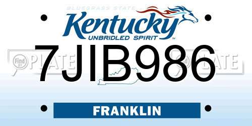 7JIB986 Kentucky License Plate