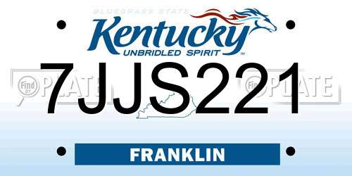7JJS221 Kentucky License Plate