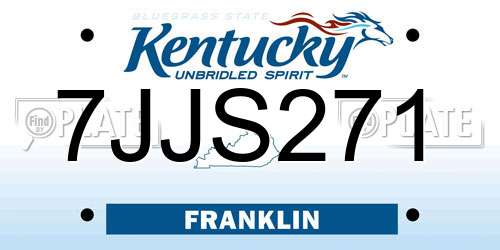 7JJS271 Kentucky License Plate