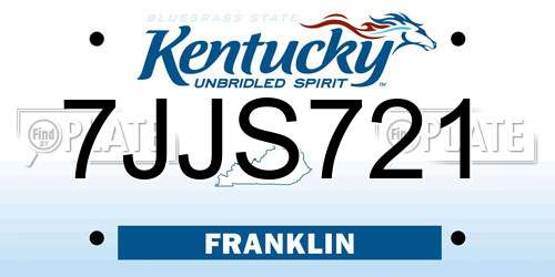7JJS721 Kentucky License Plate