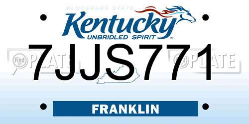 7JJS771 Kentucky License Plate